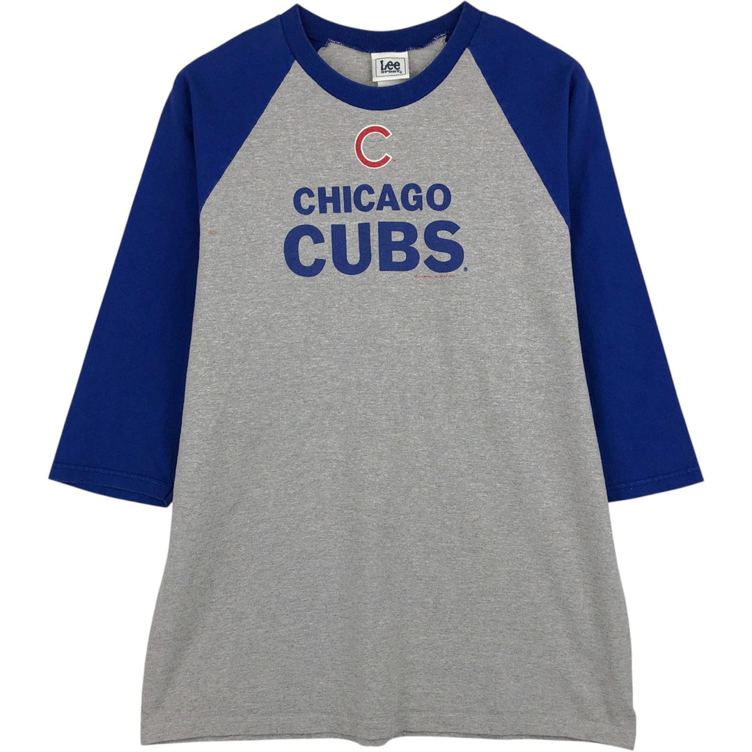 2000'S Lee SPORT MLB CHICAGO CUBS Two-Tone 3/4 Sleeve Raglan T-Shirt (Men's Size M) unclear gray type Vintage Second Hand