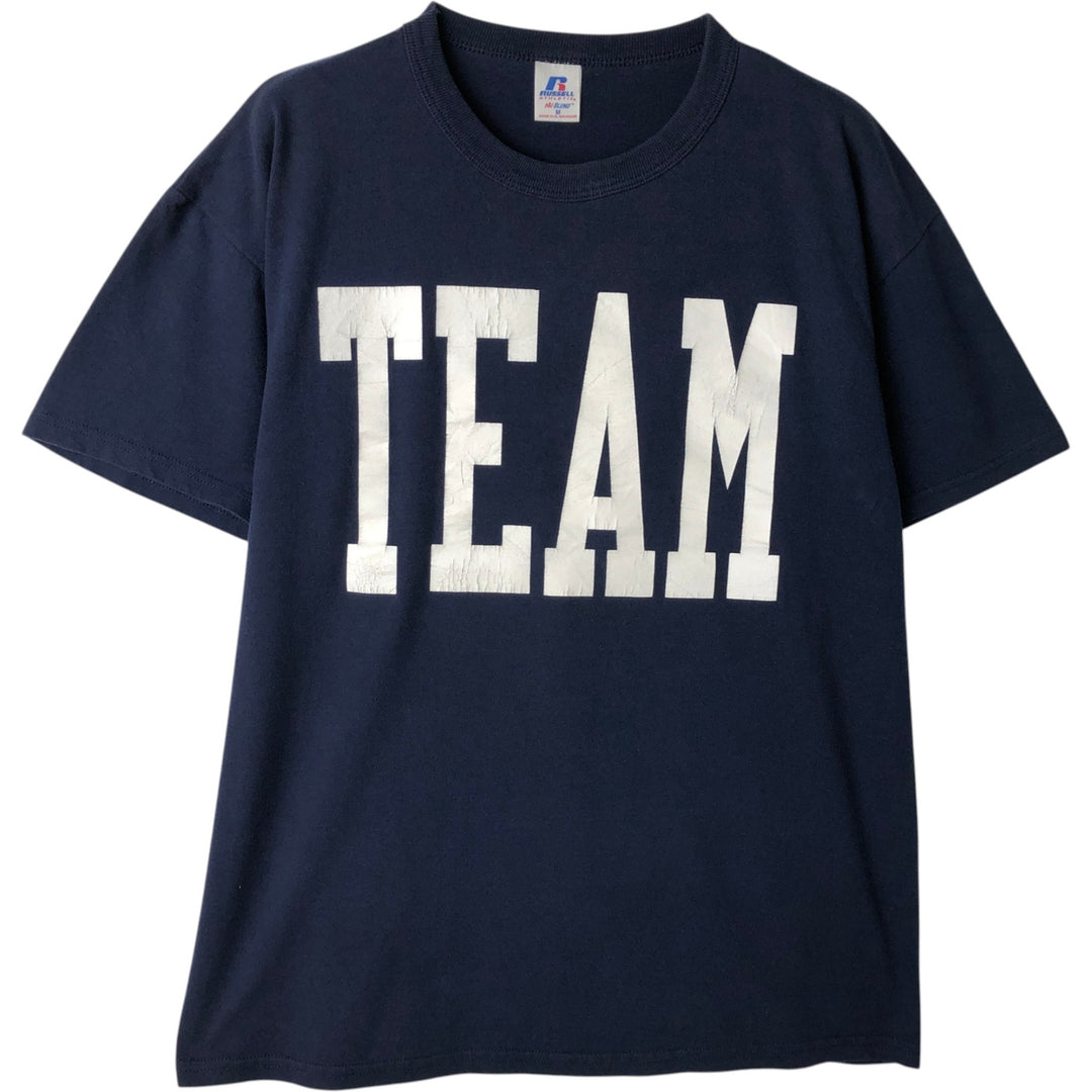 Russell NU BLEND Sport Print T-Shirt, Men's Size M (approx.) cotton navy blue type Vintage Second Hand