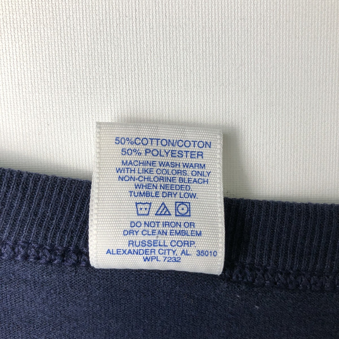 Russell NU BLEND Sport Print T-Shirt, Men's Size M (approx.) cotton navy blue type Vintage Second Hand