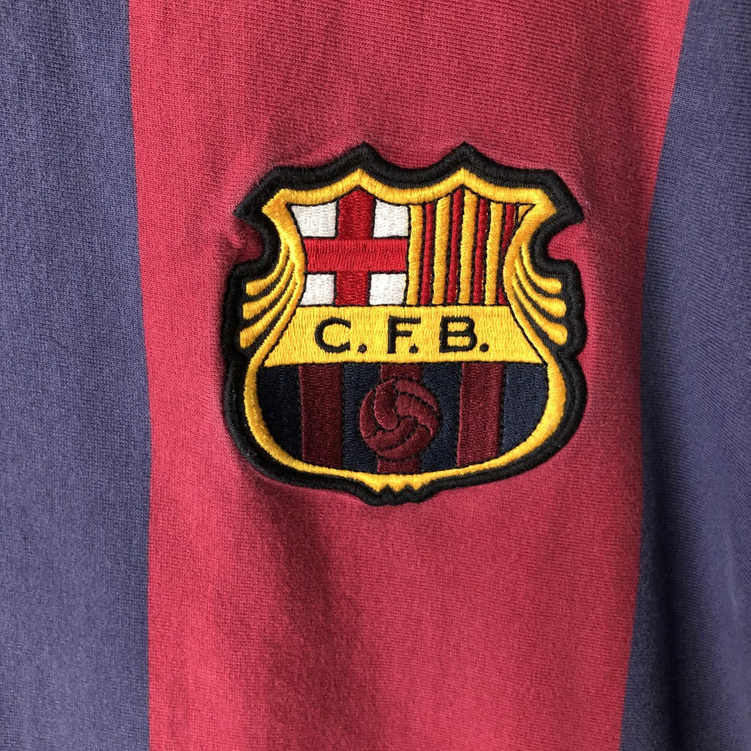 Nike LA LIGA FC BARCELONA Stripe Pattern Sports T-Shirt (Men's Size L) cotton Purple type blue-purple Vintage Second Hand