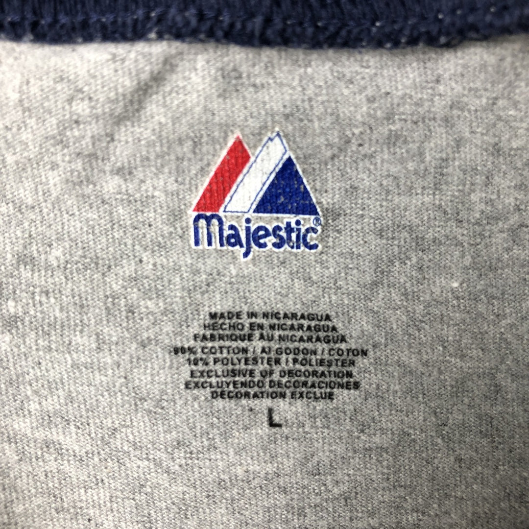 2000'S Majestic MLB Chicago Cubs Two-Tone 3/4 Sleeve Raglan T-Shirt, Men's Size L (approx.) cotton gray type Vintage Second Hand