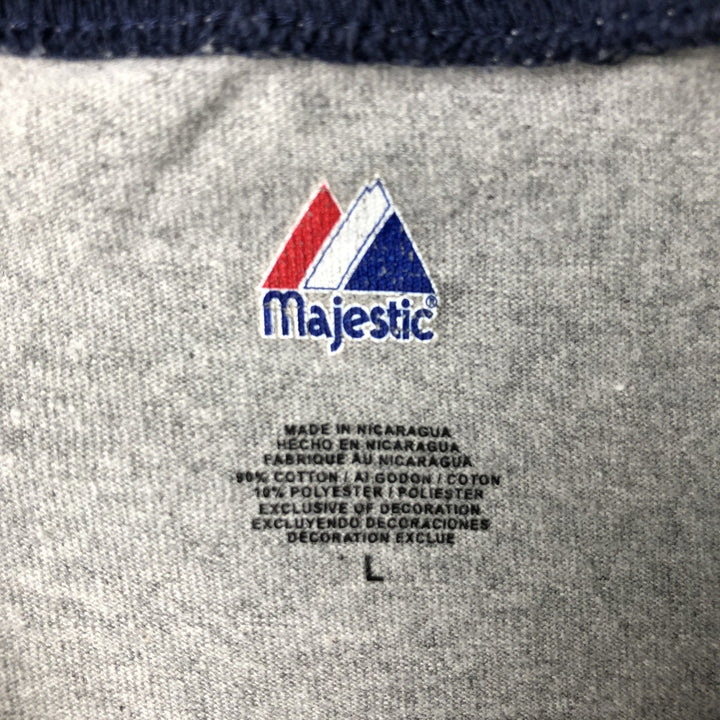 2000'S Majestic MLB Chicago Cubs Two-Tone 3/4 Sleeve Raglan T-Shirt, Men's Size L (approx.) cotton gray type Vintage Second Hand