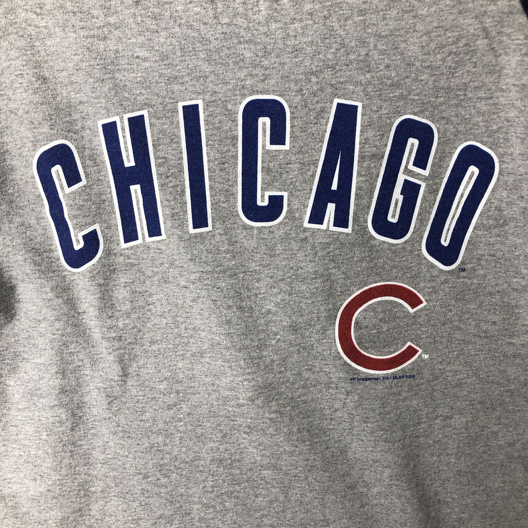 2000'S Majestic MLB Chicago Cubs Two-Tone 3/4 Sleeve Raglan T-Shirt, Men's Size L (approx.) cotton gray type Vintage Second Hand