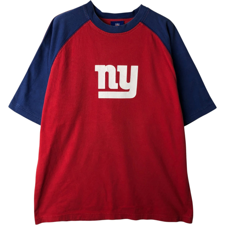 Reebok NFL New York Giants Two-Tone Logo Print T-Shirt (Men's Size L) cotton red type Vintage Second Hand