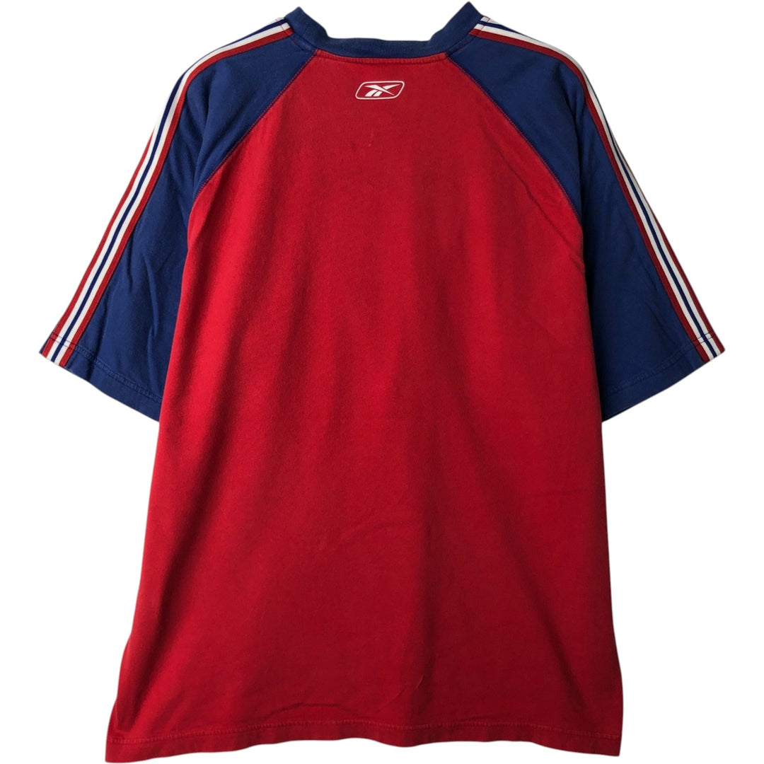 Reebok NFL New York Giants Two-Tone Logo Print T-Shirt (Men's Size L) cotton red type Vintage Second Hand