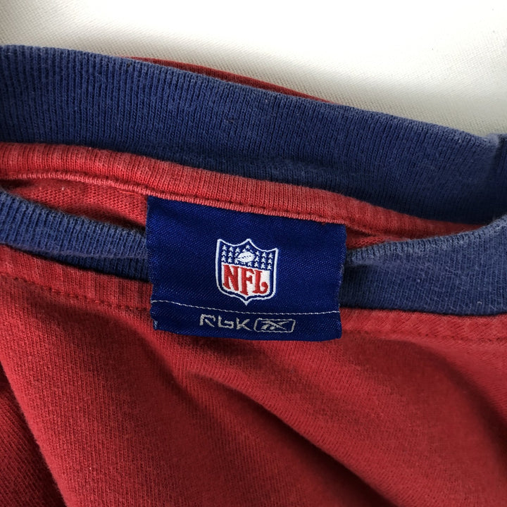Reebok NFL New York Giants Two-Tone Logo Print T-Shirt (Men's Size L) cotton red type Vintage Second Hand