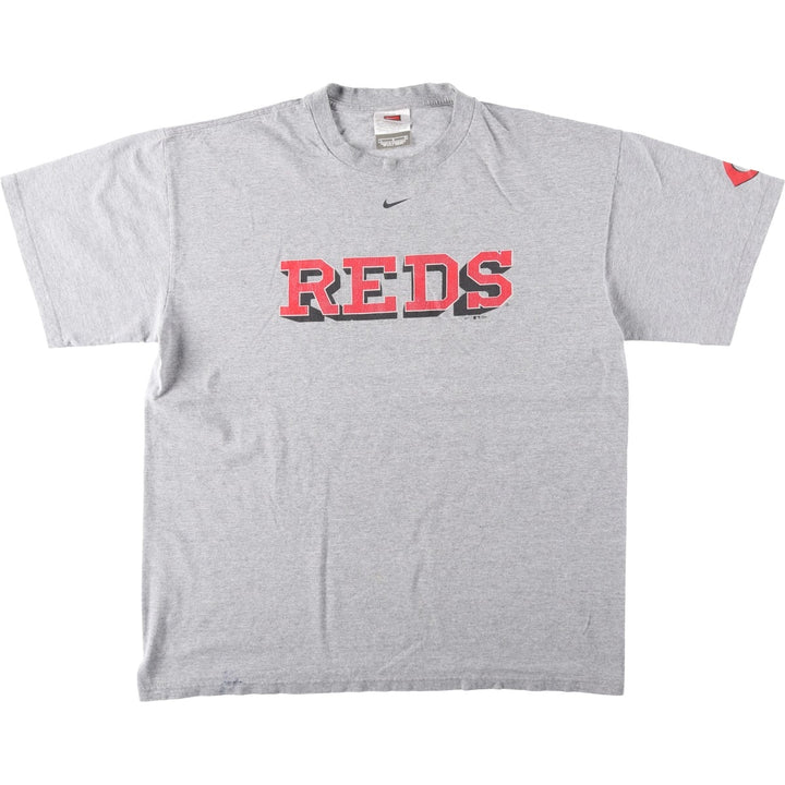 2000'S Nike MLB Cincinnati Reds Team Sports Print T-Shirt (Men's Size L) cotton gray type Vintage Second Hand