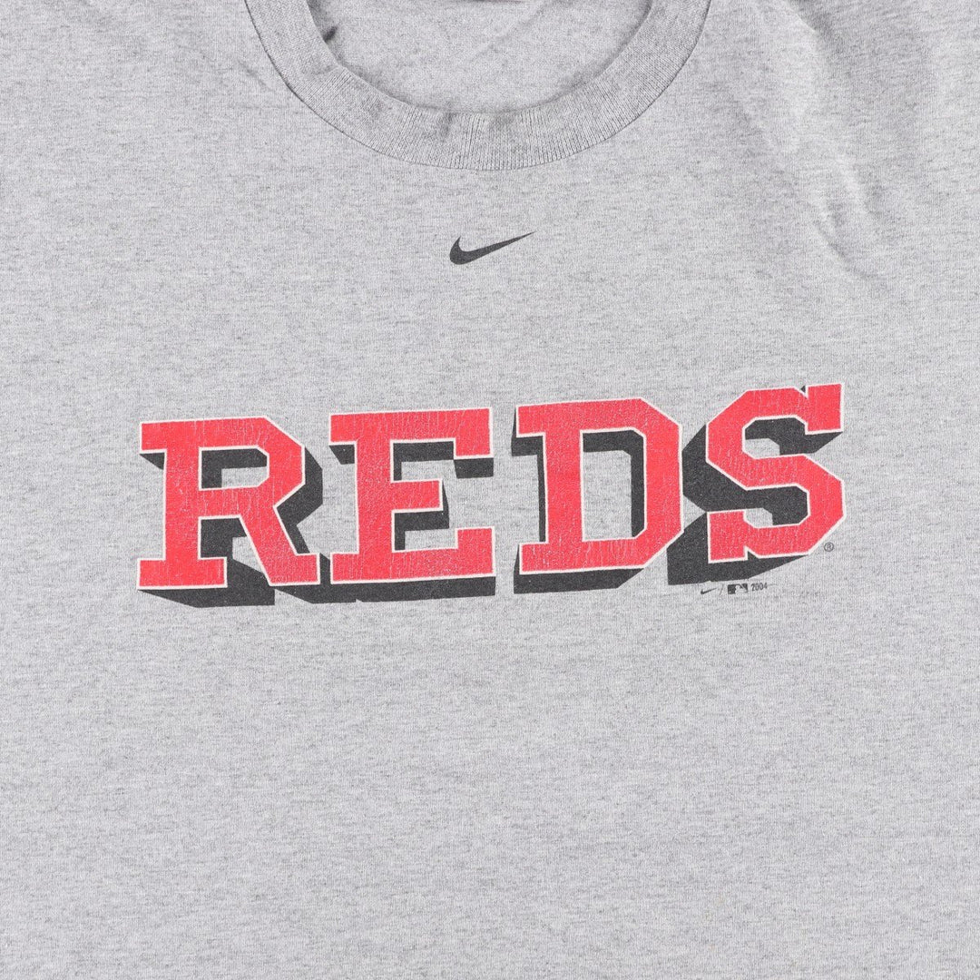 2000'S Nike MLB Cincinnati Reds Team Sports Print T-Shirt (Men's Size L) cotton gray type Vintage Second Hand