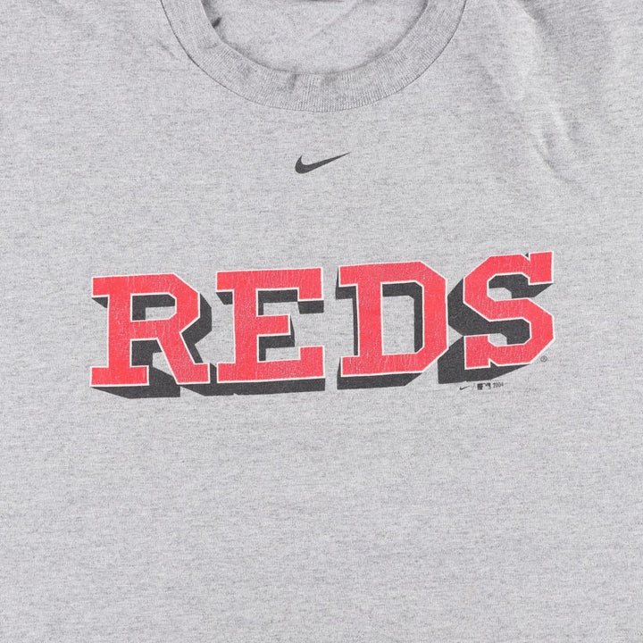 2000'S Nike MLB Cincinnati Reds Team Sports Print T-Shirt (Men's Size L) cotton gray type Vintage Second Hand