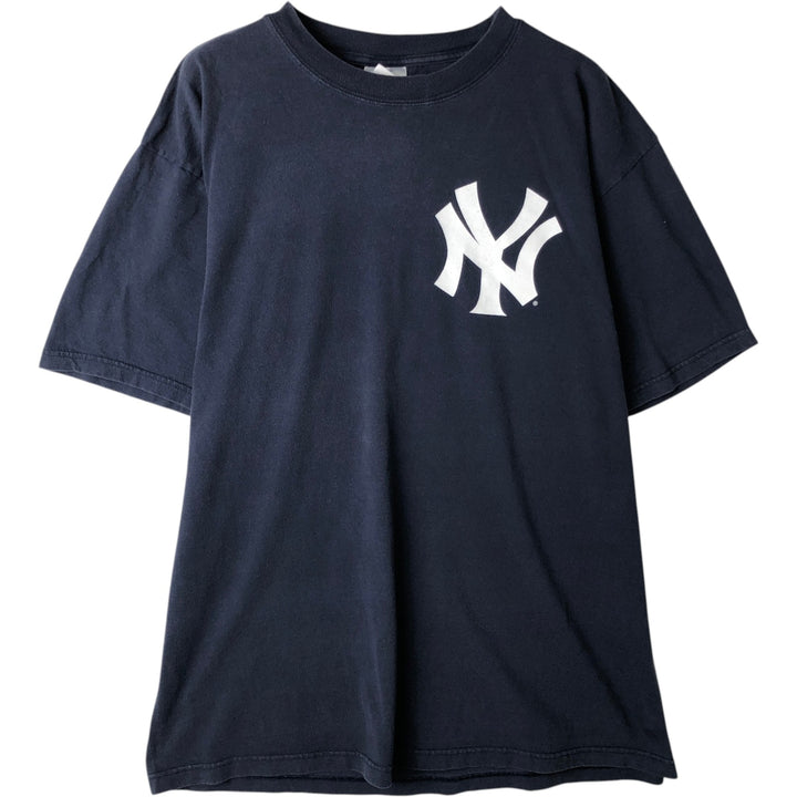 Majestic MLB New York Yankees Hideki Matsui Logo Print T-Shirt (Men's XL equivalent) cotton navy blue type Vintage Second Hand