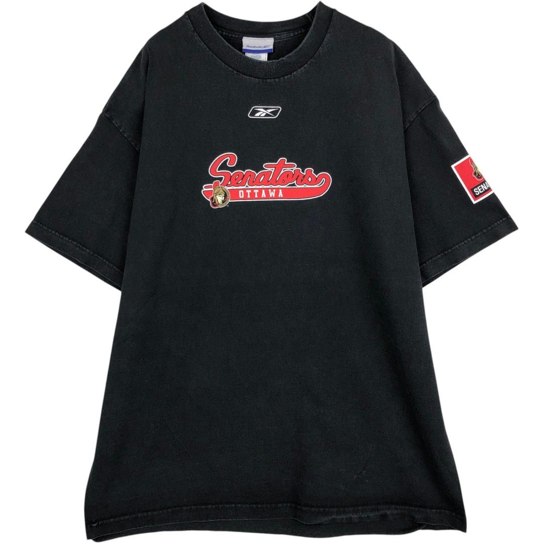 Reebok NHL OTTAWA SENATORS Sports Print T-Shirt, Men's XL (approx.) cotton black type Vintage Second Hand