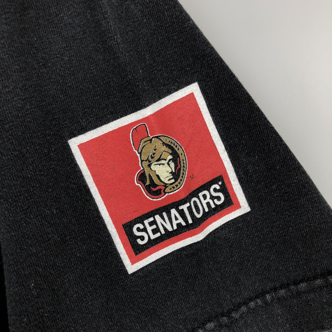 Reebok NHL OTTAWA SENATORS Sports Print T-Shirt, Men's XL (approx.) cotton black type Vintage Second Hand