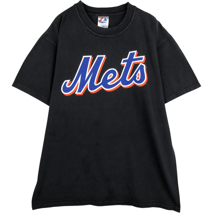 MAJESTIC MLB NEW YORK METS Sports Print T-Shirt (Men's Size L) cotton black type Vintage Second Hand