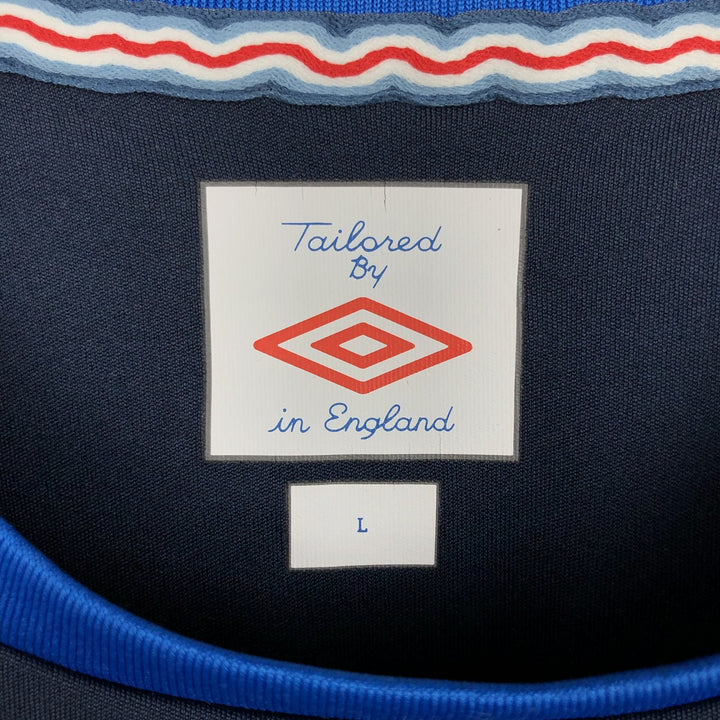 Umbro England national football team game shirt, made in the UK, men's size L equivalent. polyester blue type Vintage Second Hand