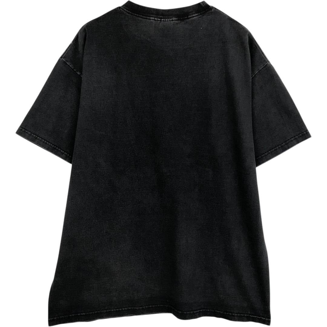 2000'S Hanes sports print T-shirt, men's size L (approx.) cotton black type Vintage Second Hand