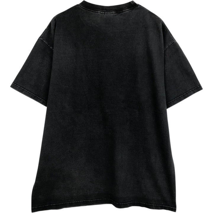 2000'S Hanes sports print T-shirt, men's size L (approx.) cotton black type Vintage Second Hand