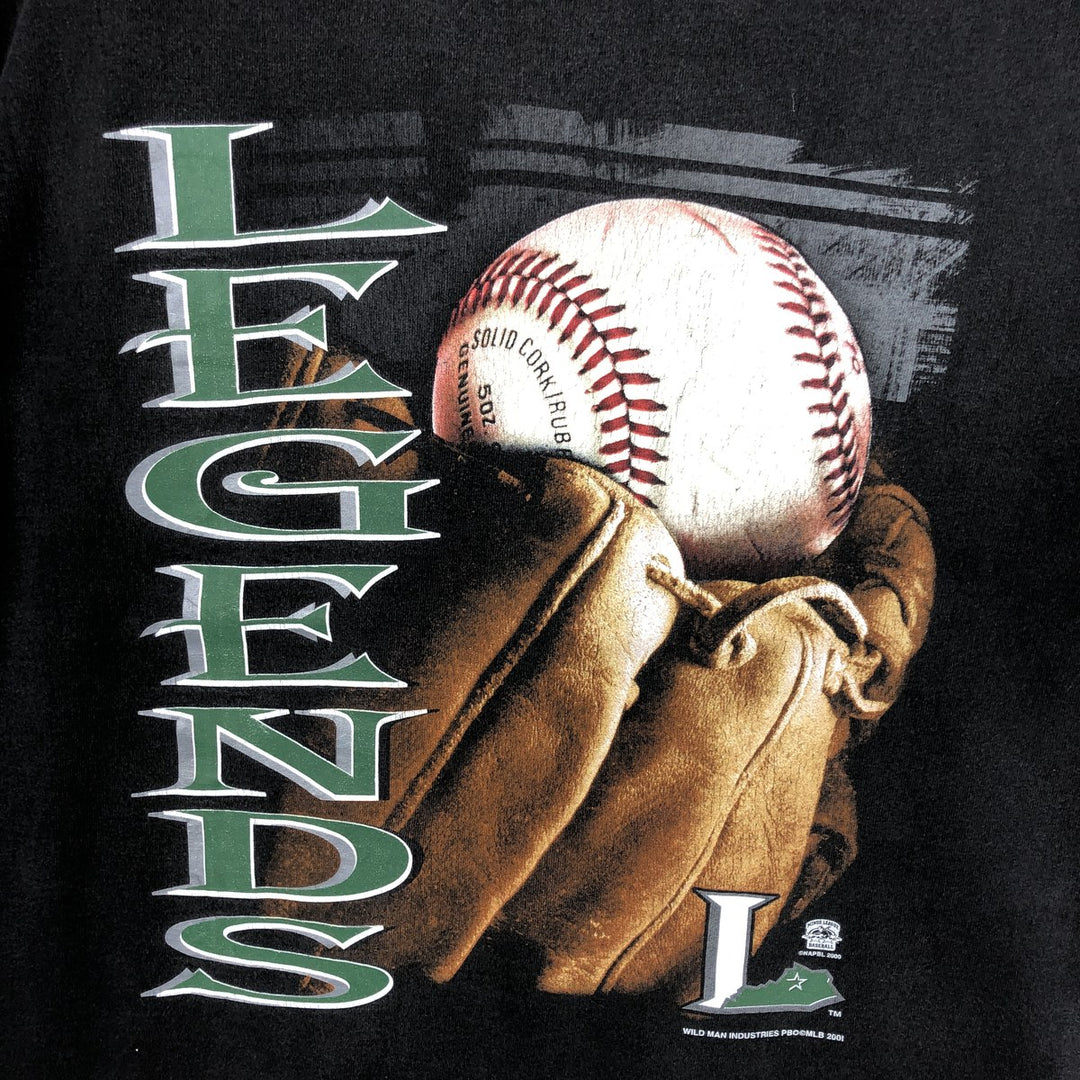 2000'S Hanes sports print T-shirt, men's size L (approx.) cotton black type Vintage Second Hand