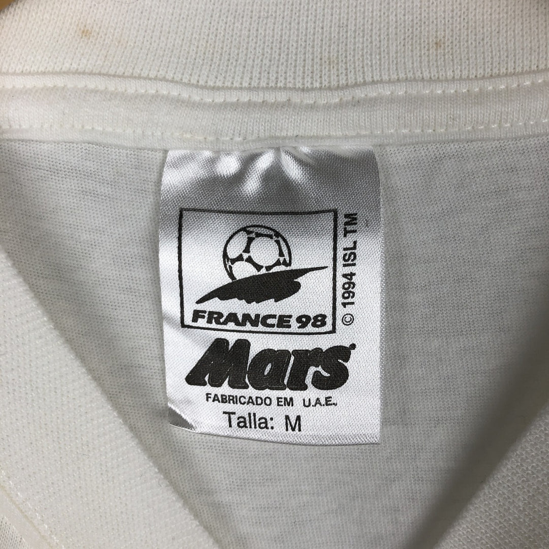 1990'S MARS FIFA World Cup France Sports Print T-Shirt, Men's Size M (Equivalent), Vintage cotton white type Vintage Second Hand