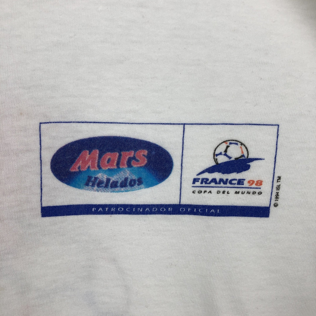 1990'S MARS FIFA World Cup France Sports Print T-Shirt, Men's Size M (Equivalent), Vintage cotton white type Vintage Second Hand