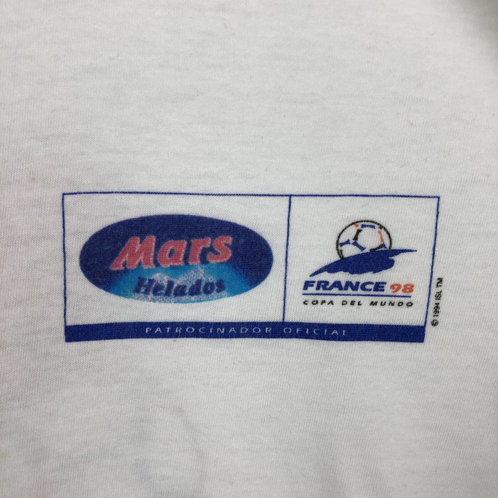 1990'S MARS FIFA World Cup France Sports Print T-Shirt, Men's Size M (Equivalent), Vintage cotton white type Vintage Second Hand