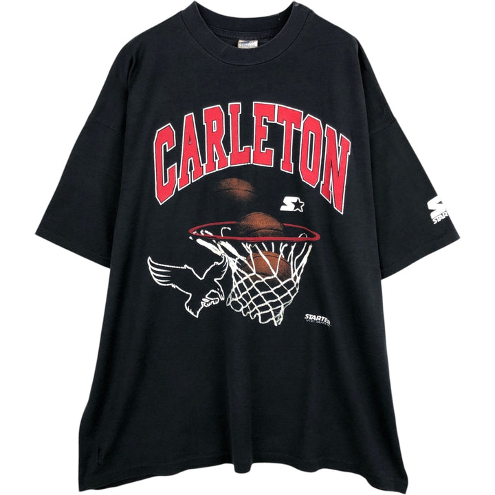 90'S Starter sports print t-shirt, made in Canada, men's size XL equivalent, vintage. cotton black type Vintage Second Hand