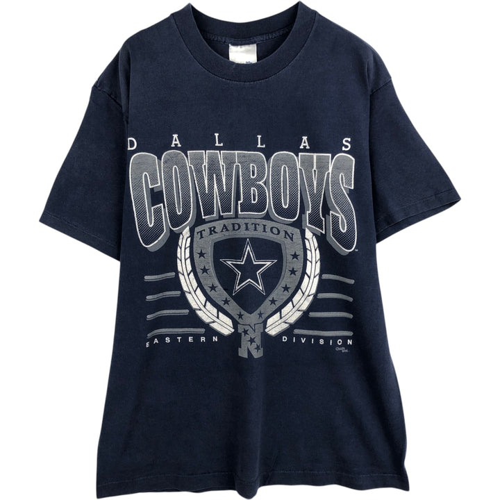 NFL Dallas Cowboys sports print T-shirt, Made in USA, Men's size L (approx.) cotton navy blue type Vintage Second Hand