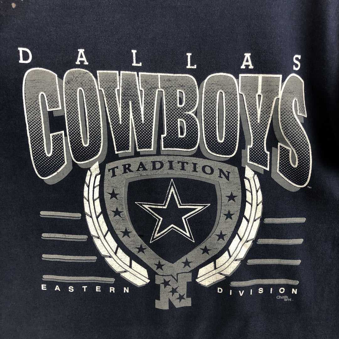 NFL Dallas Cowboys sports print T-shirt, Made in USA, Men's size L (approx.) cotton navy blue type Vintage Second Hand