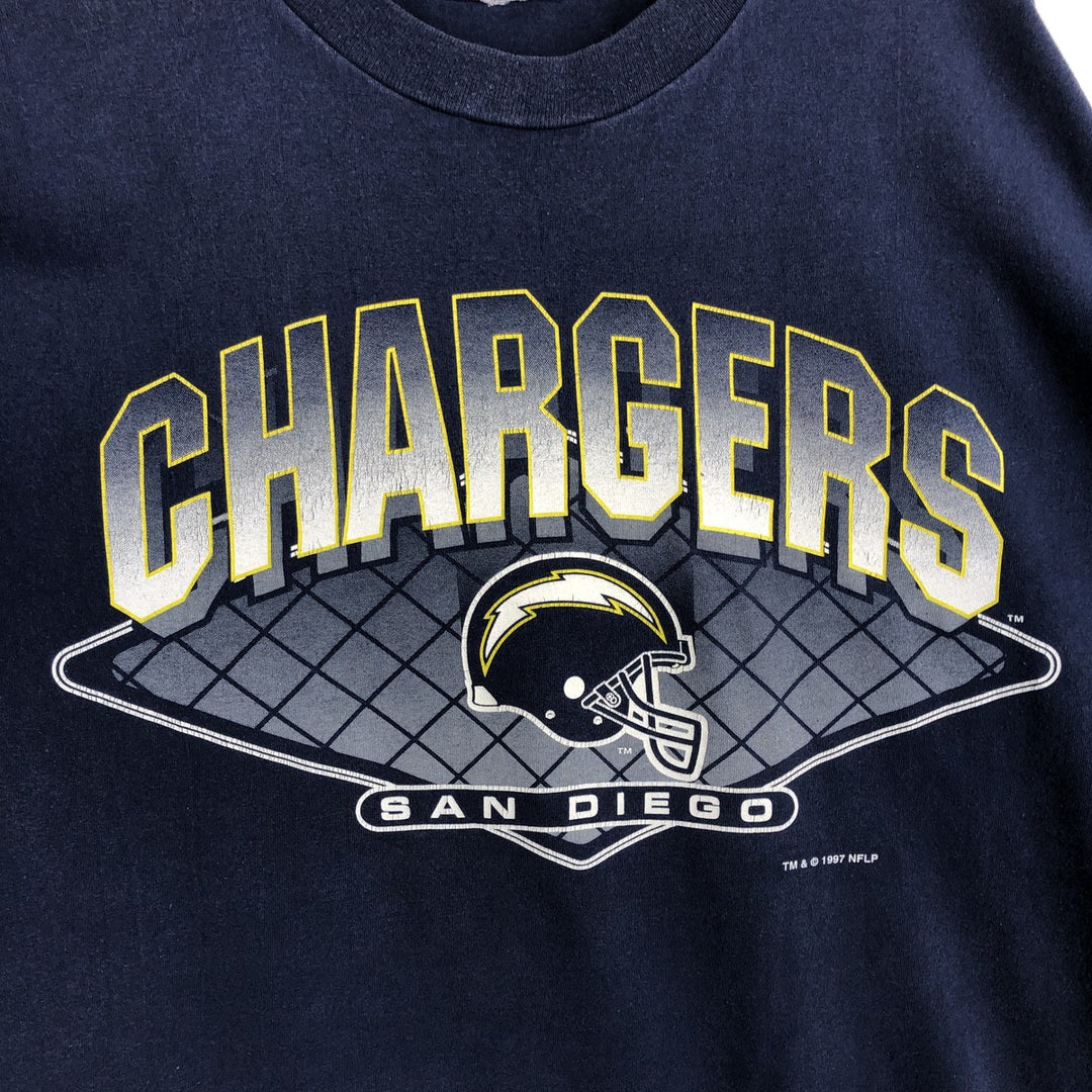 NFL SAN DIEGO CHARGERS sports print T-shirt, men's size XL (approx.) unclear navy blue type Vintage Second Hand