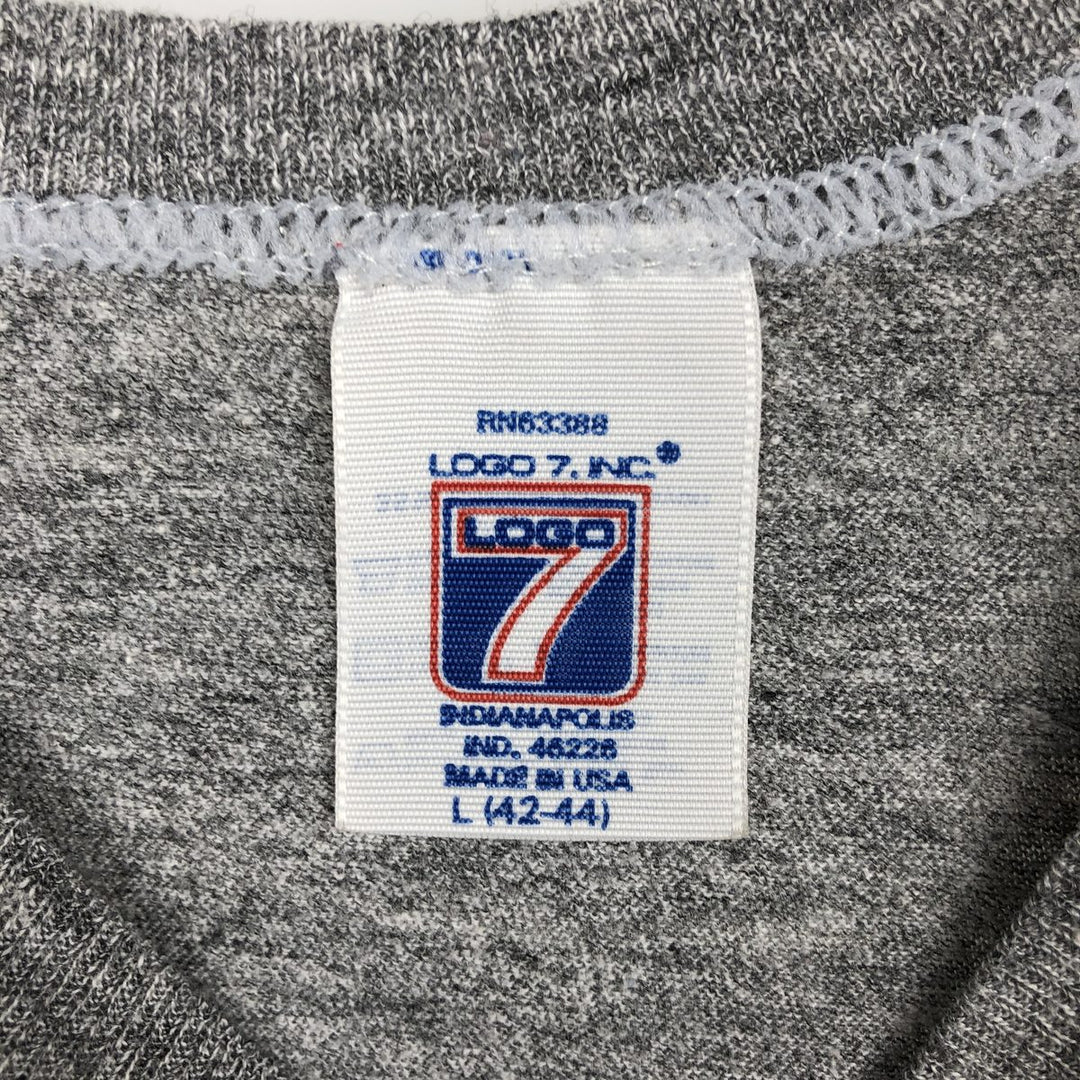 90'S LOGO 7 NFL DENVER BRONCOS Sports Print T-Shirt, Made in USA, Men's Size L (Equivalent), Vintage cotton gray type Vintage Second Hand