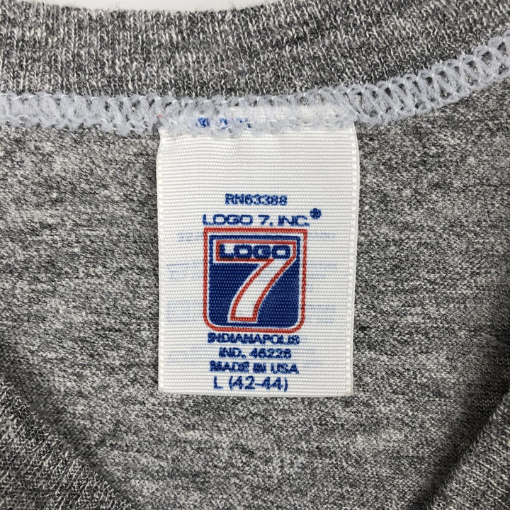 90'S LOGO 7 NFL DENVER BRONCOS Sports Print T-Shirt, Made in USA, Men's Size L (Equivalent), Vintage cotton gray type Vintage Second Hand
