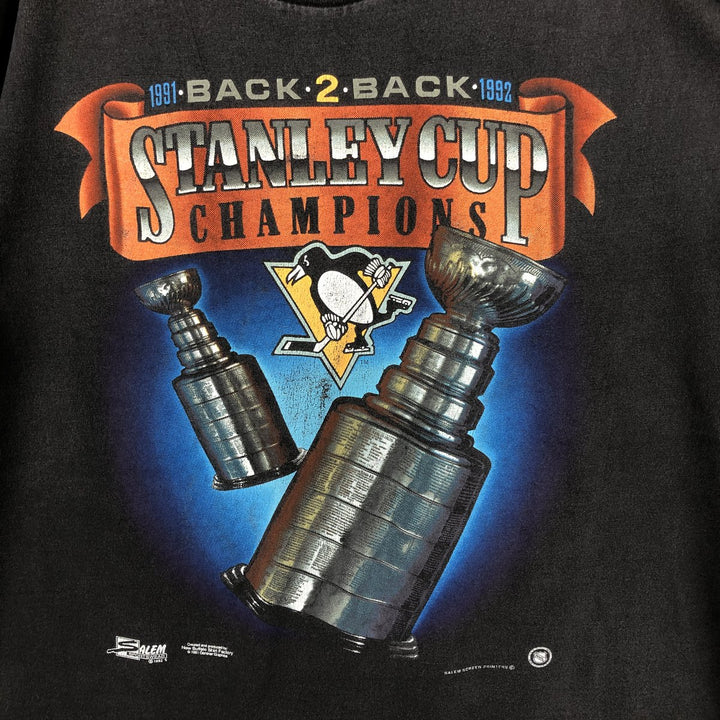 90'S SALEM NHL Pittsburgh Penguins Sports Print T-Shirt, Made in USA, Men's XL equivalent, Vintage cotton Charcoal Vintage Second Hand