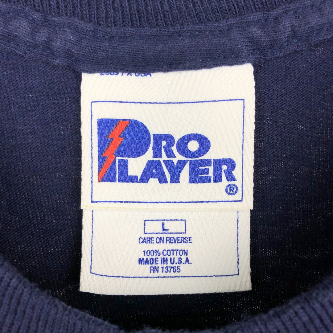 90'S PRO LAYER MLB ATLANTA BRAVES Sports Print T-Shirt, Made in USA, Men's Size L (Equivalent), Vintage cotton navy blue type Vintage Second Hand