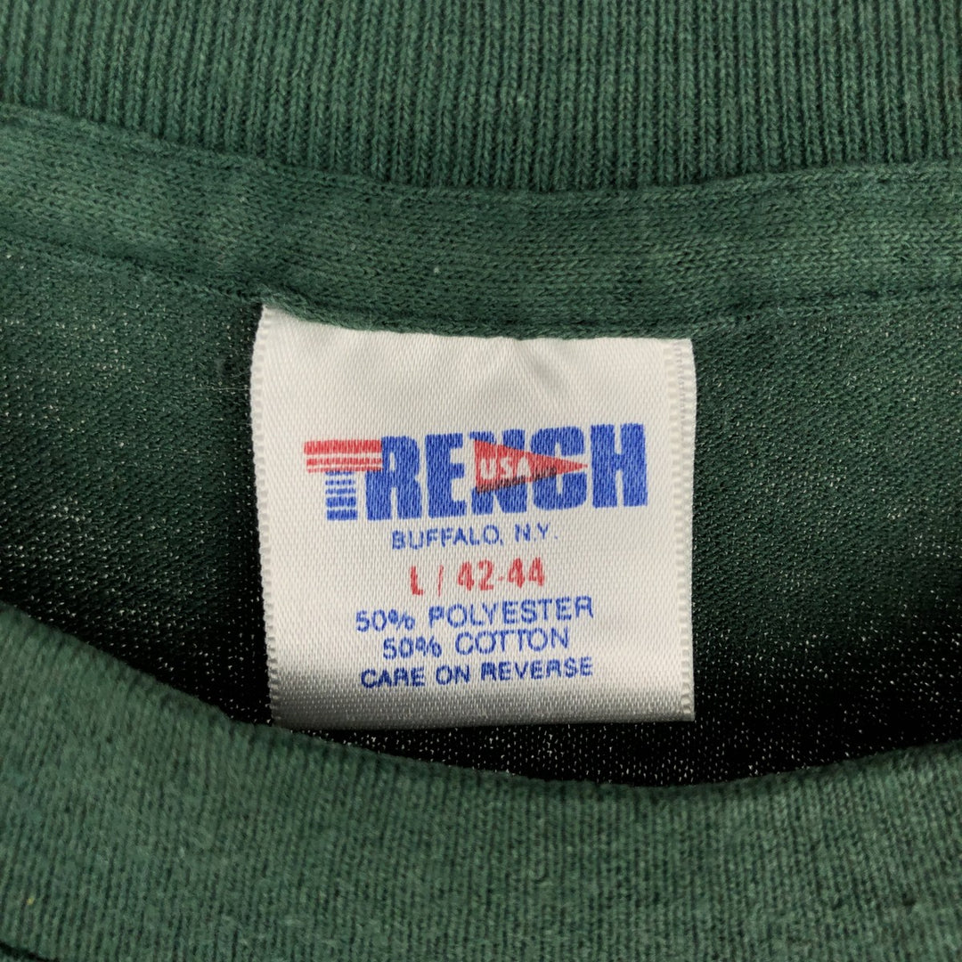 80'S Trench NFL Green Bay Packers sports print T-shirt, Made in USA, Men's size L equivalent, Vintage cotton green type Vintage Second Hand