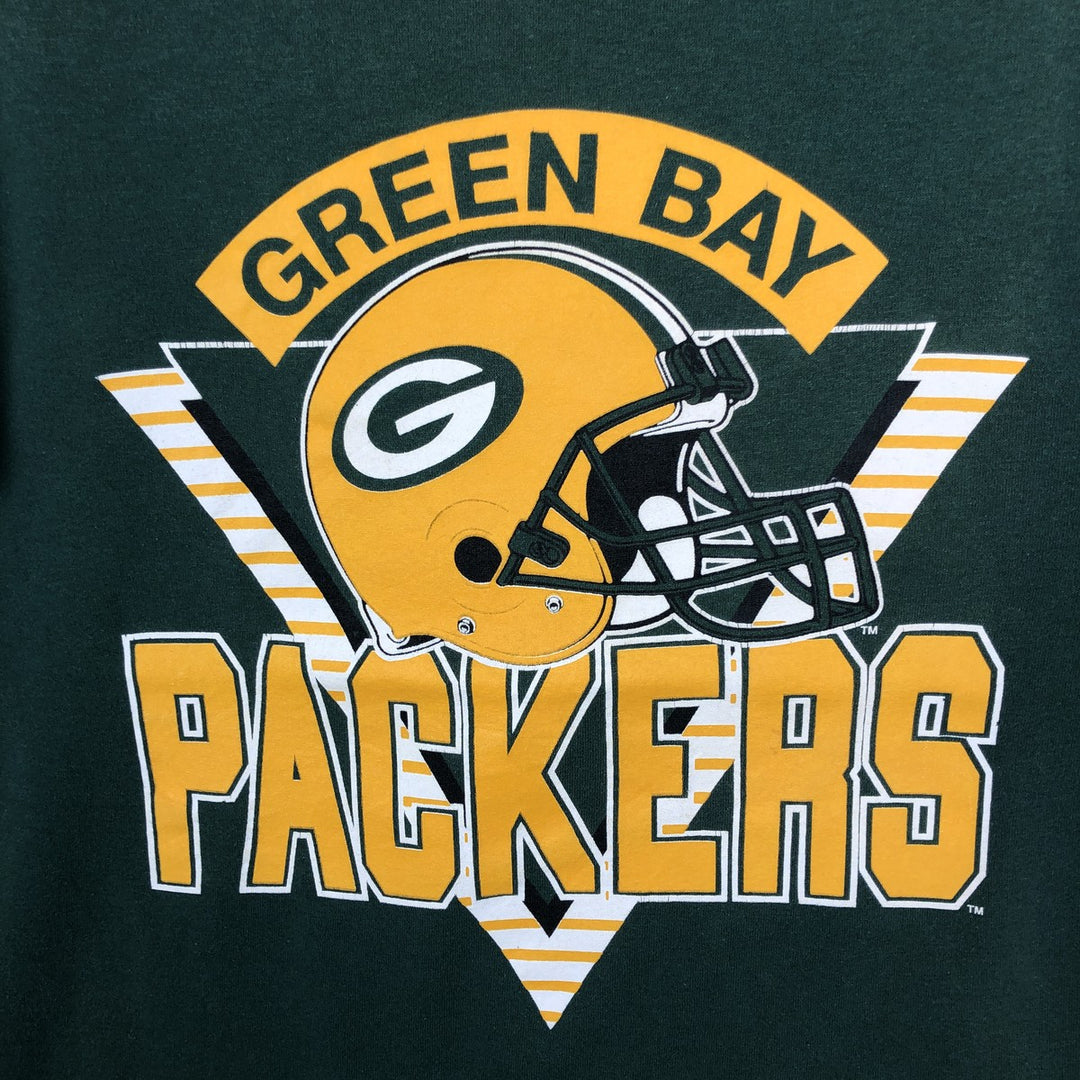 80'S Trench NFL Green Bay Packers sports print T-shirt, Made in USA, Men's size L equivalent, Vintage cotton green type Vintage Second Hand