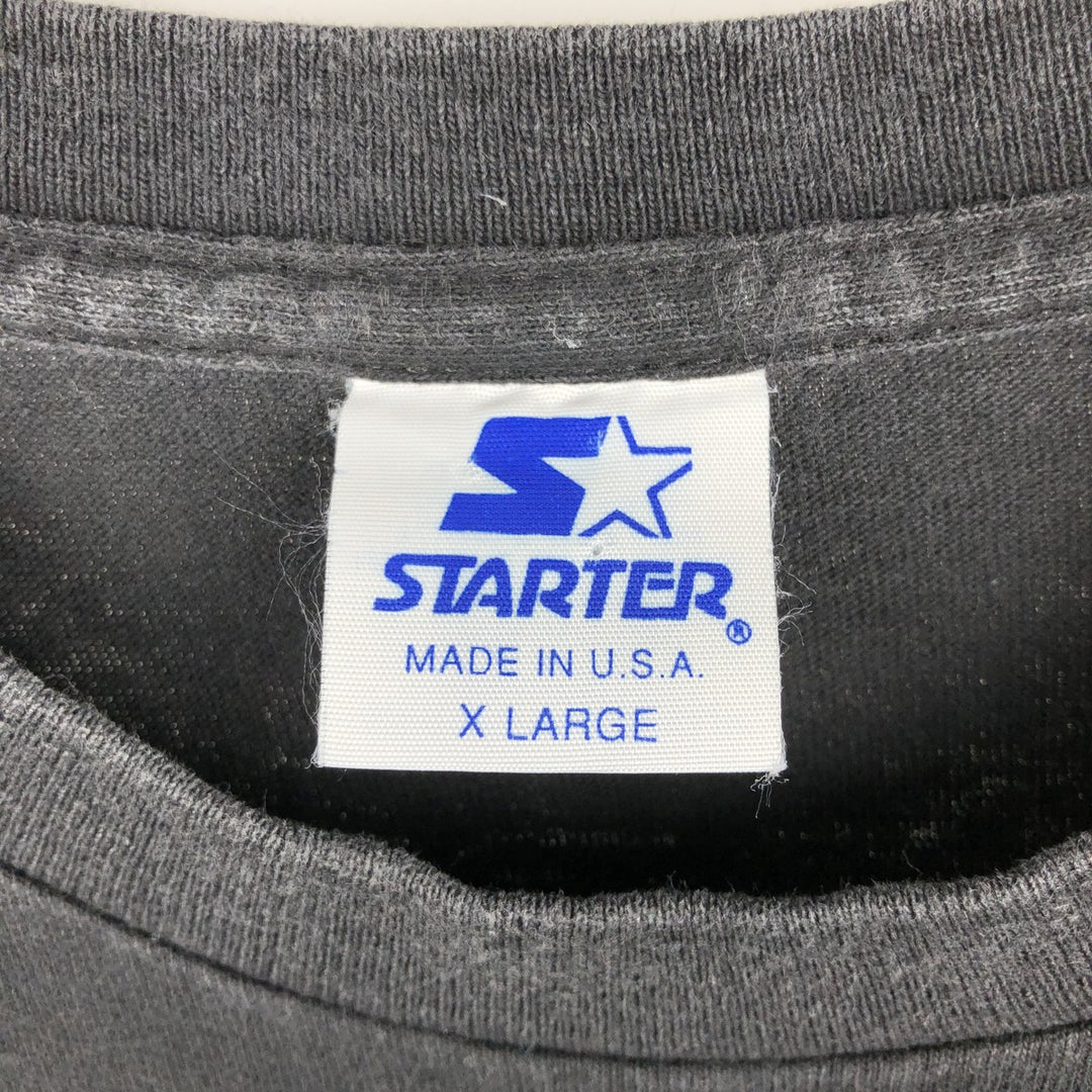 90'S Starter NHL New Jersey Devils American flag print sports t-shirt, made in USA, men's size XL equivalent, vintage. cotton black type Vintage Second Hand