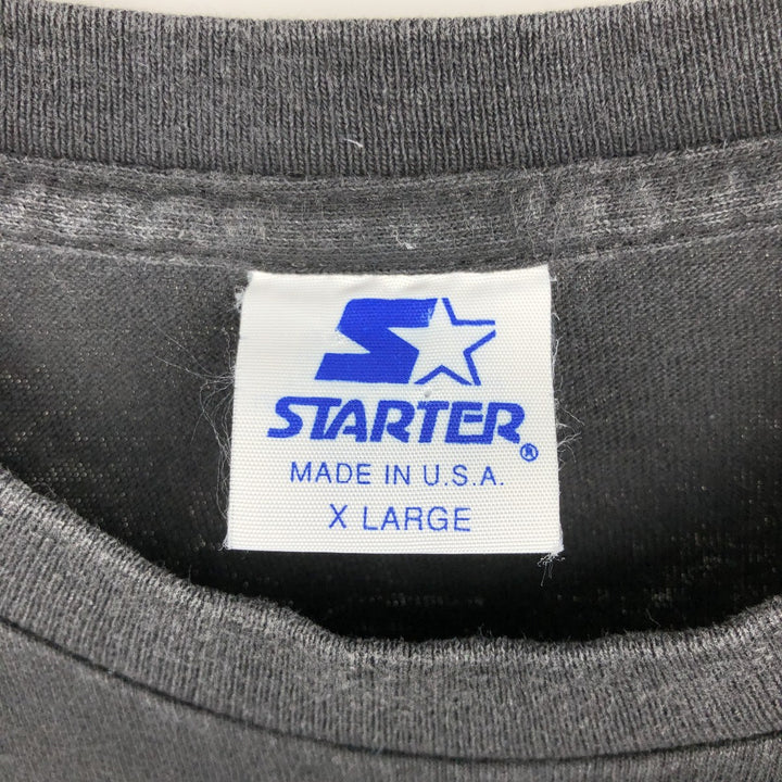 90'S Starter NHL New Jersey Devils American flag print sports t-shirt, made in USA, men's size XL equivalent, vintage. cotton black type Vintage Second Hand