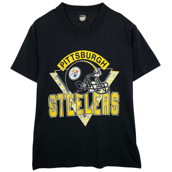 Screen Stars NFL Pittsburgh Steelers Sports Print T-Shirt, Made in USA, Men's Size L (approx.) cotton black type Vintage Second Hand