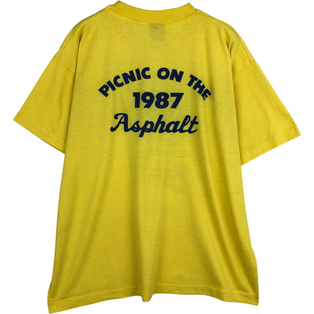90'S Screen Stars Lee Sports Print T-Shirt, Made in USA, Men's XL equivalent, Vintage cotton yellow type Vintage Second Hand