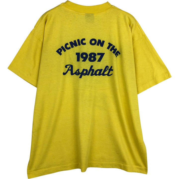 90'S Screen Stars Lee Sports Print T-Shirt, Made in USA, Men's XL equivalent, Vintage cotton yellow type Vintage Second Hand