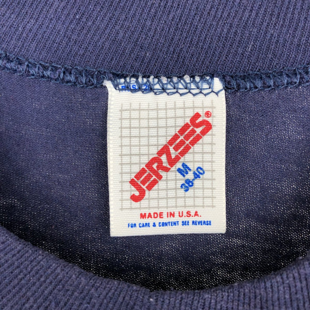 90'S Jerzees sports print t-shirt, made in USA, men's size M equivalent, vintage. cotton navy blue type Vintage Second Hand