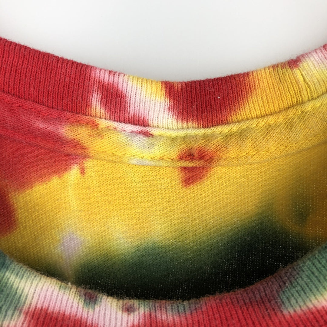 LITHUANIA BASKETBALL Tie-dye Pattern Sports Print T-shirt (Men's Size L) cotton yellow type Vintage Second Hand