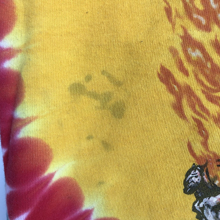 LITHUANIA BASKETBALL Tie-dye Pattern Sports Print T-shirt (Men's Size L) cotton yellow type Vintage Second Hand