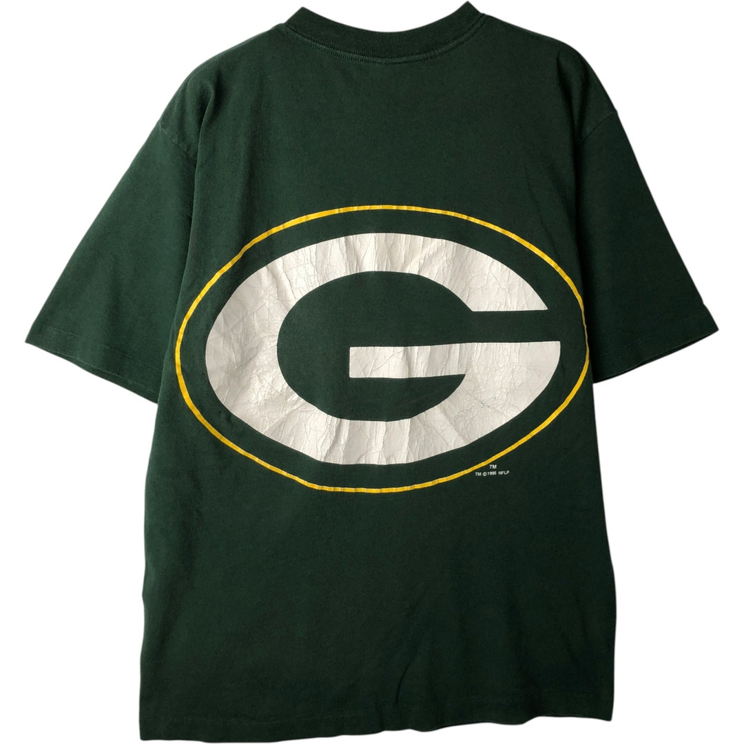 90'S Logo Seven NFL Green Bay Packers Sports Print T-Shirt, Made in USA, Men's Size L (Equivalent), Vintage cotton Green type dark green Vintage Second Hand