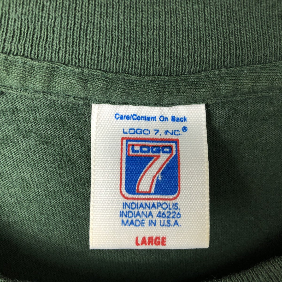 90'S Logo Seven NFL Green Bay Packers Sports Print T-Shirt, Made in USA, Men's Size L (Equivalent), Vintage cotton Green type dark green Vintage Second Hand