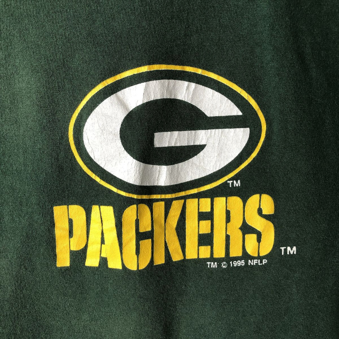 90'S Logo Seven NFL Green Bay Packers Sports Print T-Shirt, Made in USA, Men's Size L (Equivalent), Vintage cotton Green type dark green Vintage Second Hand