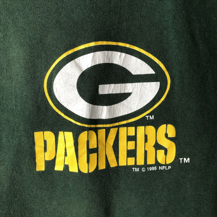 90'S Logo Seven NFL Green Bay Packers Sports Print T-Shirt, Made in USA, Men's Size L (Equivalent), Vintage cotton Green type dark green Vintage Second Hand