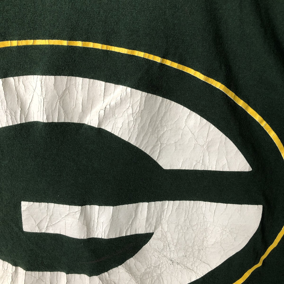90'S Logo Seven NFL Green Bay Packers Sports Print T-Shirt, Made in USA, Men's Size L (Equivalent), Vintage cotton Green type dark green Vintage Second Hand