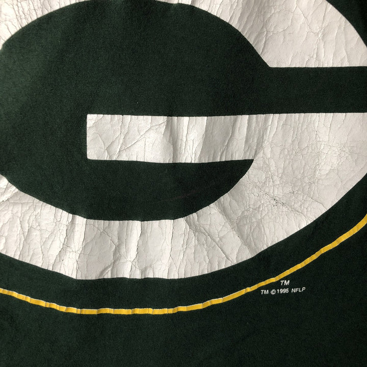 90'S Logo Seven NFL Green Bay Packers Sports Print T-Shirt, Made in USA, Men's Size L (Equivalent), Vintage cotton Green type dark green Vintage Second Hand