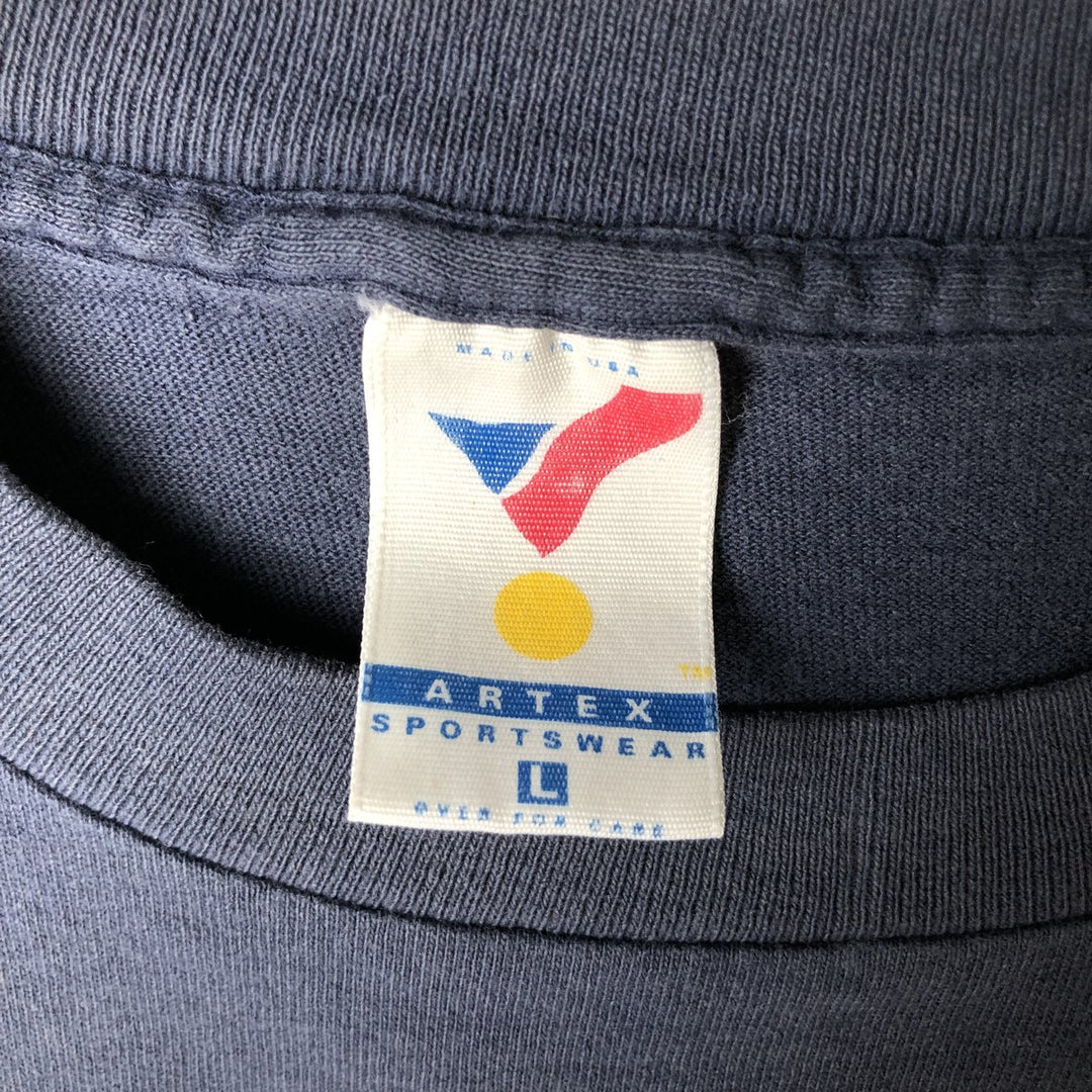 90'S ARTEX MLB BOSTON RED SOX Sports Print T-Shirt, Made in USA, Men's Size L (approx.), Vintage cotton navy blue type Vintage Second Hand