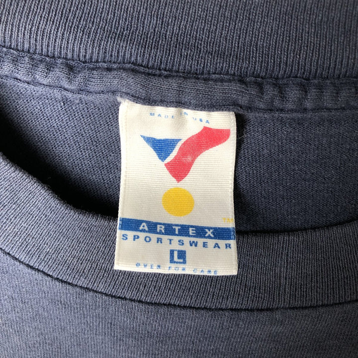 90'S ARTEX MLB BOSTON RED SOX Sports Print T-Shirt, Made in USA, Men's Size L (approx.), Vintage cotton navy blue type Vintage Second Hand
